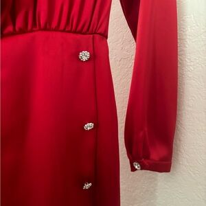 Zara Red Dress Skort Romper with Diamond Button Accents Size S